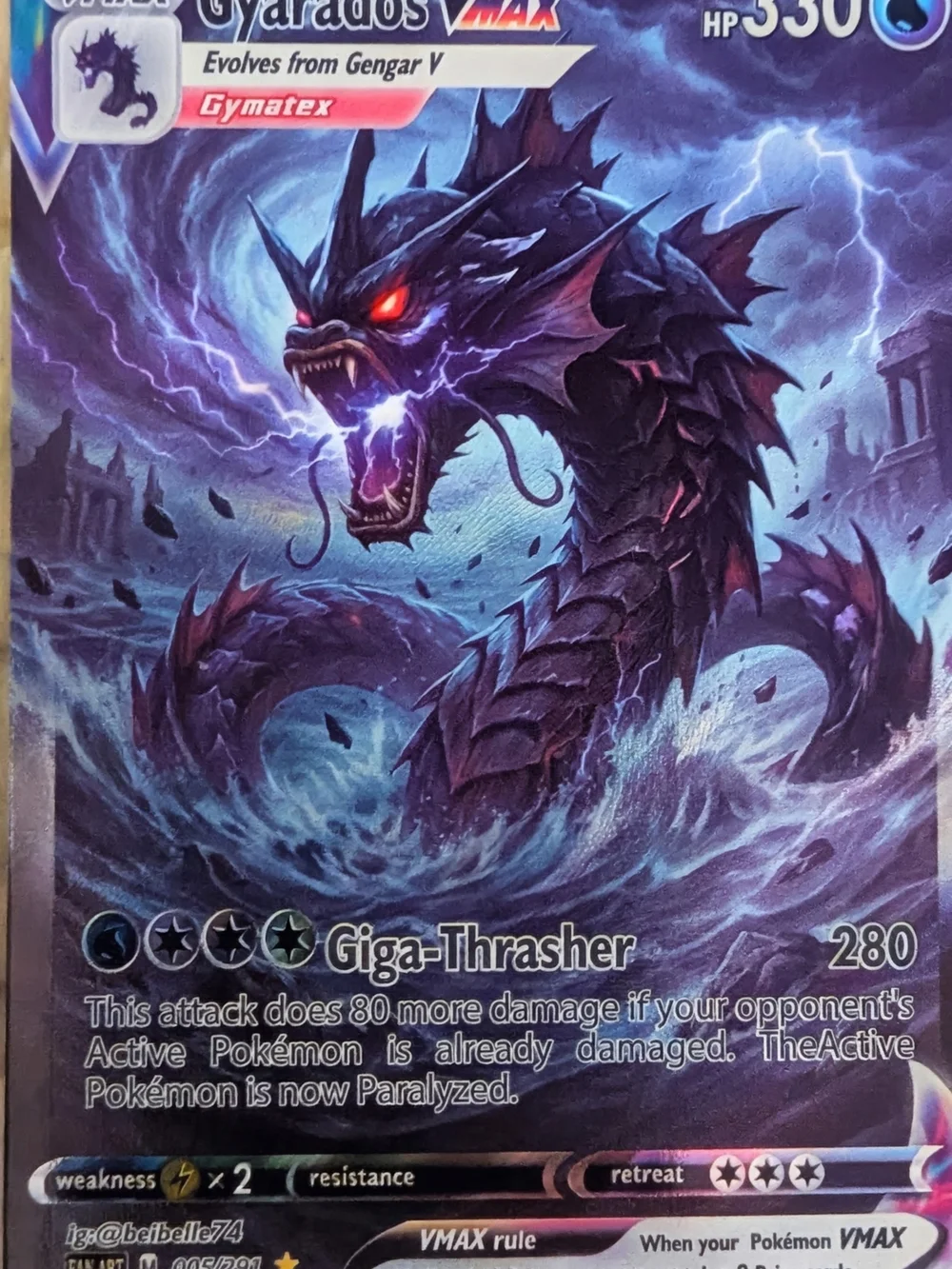 Gyarados VMAX FAN ART Card - Dark Purple/Blue